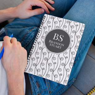 Black and White Swirls  Notebook