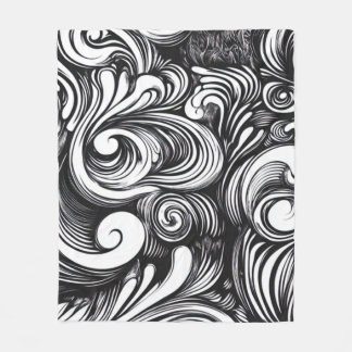 Black And White Swirls Pattern Fleece Blanket