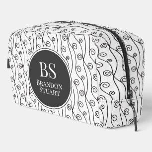 Black and White Swirls personalised Dopp Kit