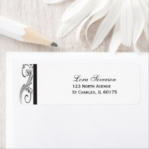 Black and White Swirls Return Address Label