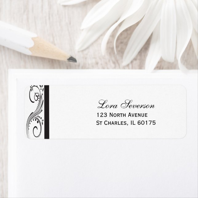 Black and White Swirls Return Address Label (Insitu)