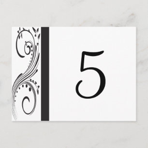Black and White Swirls Table Numbers Postcard