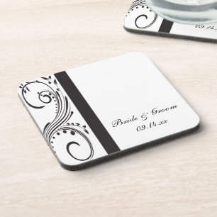 Black and White Swirls Wedding Coaster