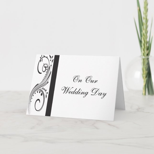Black and White Swirls Wedding Day Card (Front)