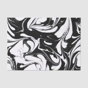 Black And White Swirly Marble Texture Tissue Paper