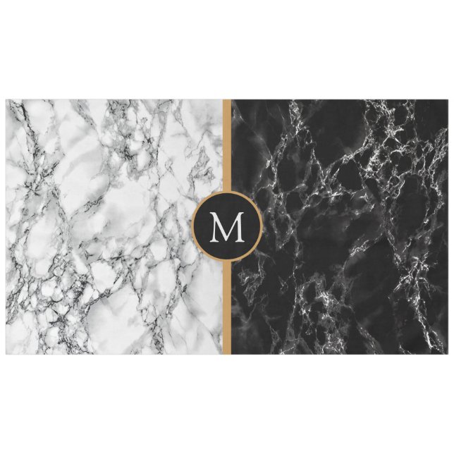 Black and White Tablecloth Monogram Your Letter (Front (Horizontal))