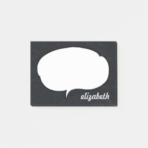 Black and White Talk Bubble Personalized Name Post-it Notes