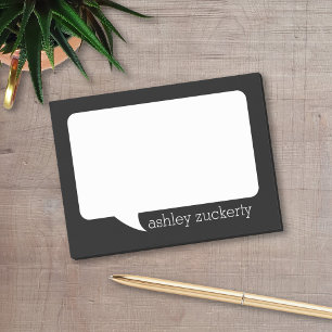 Black and White Talk Bubble with Simple Name Post-it Notes