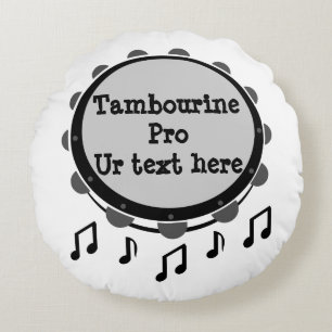 Black and White Tambourine Round Cushion