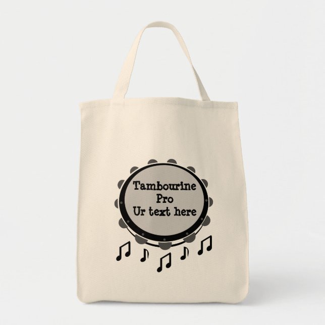 Black and White Tambourine Tote Bag (Front)