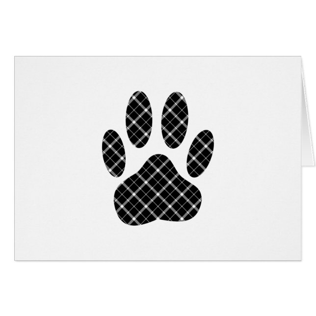 Black And White Tartan Dog Paw Print (Front Horizontal)