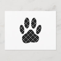 Black And White Tartan Dog Paw Print