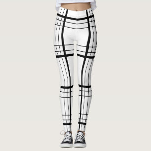 Black and White Tartan Pattern Leggings