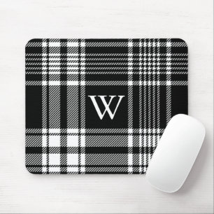 Black and White Tartan Plaid Mouse Pad