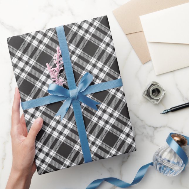 Black and White Tartan Plaid Pattern Wrapping Paper (Gifting)
