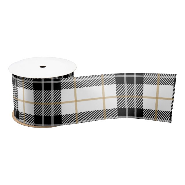 Black and White Tartan Plaid Satin Ribbon (Spool)