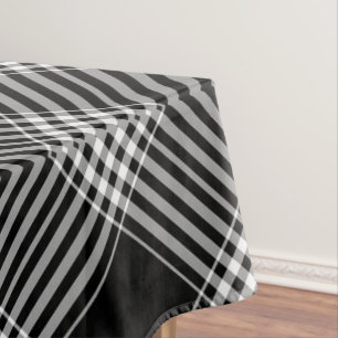 Black And White Tartan Plaid Tablecloth