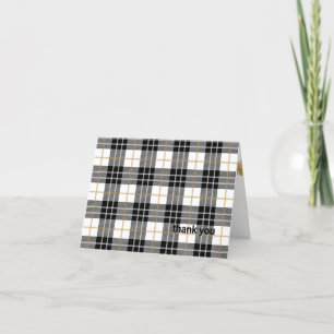 black and white tartan plaid thank you card