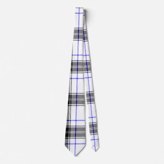 Black and White Tartan Plaid with Blue Accents Tie
