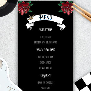 Black and White Tattoo Rockabilly Wedding Menu