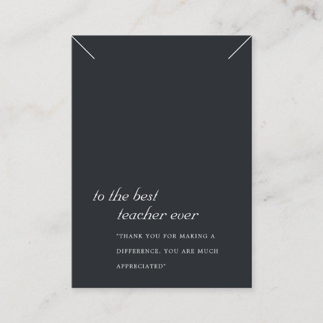 BLACK AND WHITE TEACHER GIFT NECKLACE DISPLAY CARD (Front)