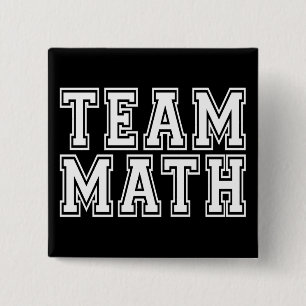 Black and White Team Math 15 Cm Square Badge