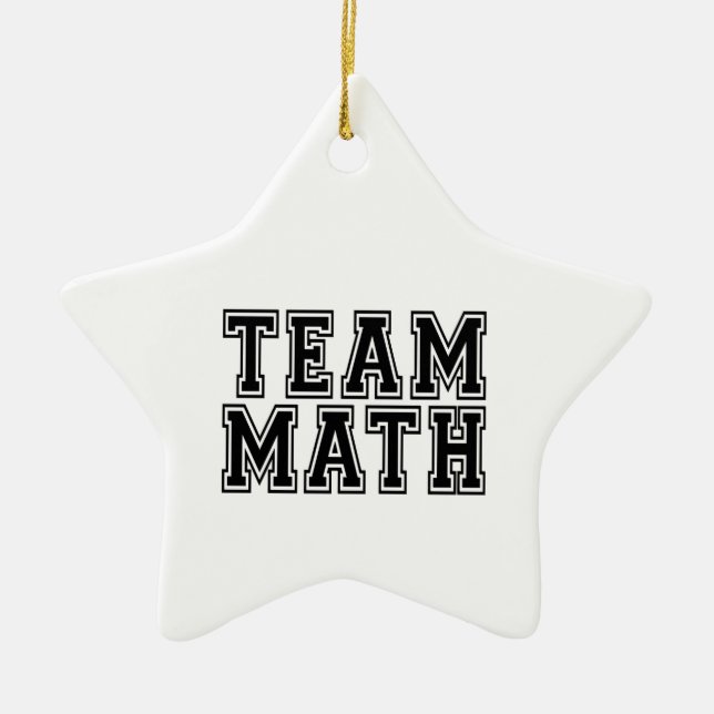 Black and White Team Math Ceramic Tree Decoration (Front)