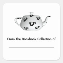 Black And White Teapot Personalised Bookplate