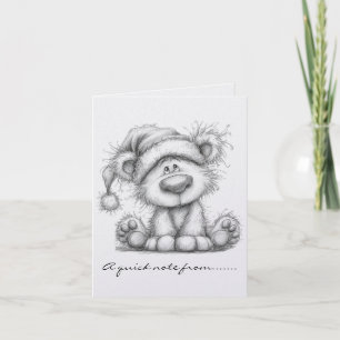 Black and White Teddy Bear Note Card