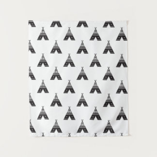Black and White. Teepee Pattern. Tapestry