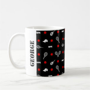 🖤 🎾black and white tennis🎾 coffee mug