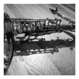 Black and White Tenor Saxophone Photo Print