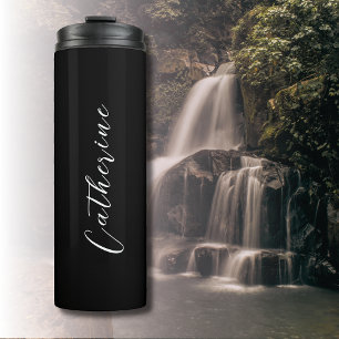 Black and White text Elegant Minimal Customised Thermal Tumbler