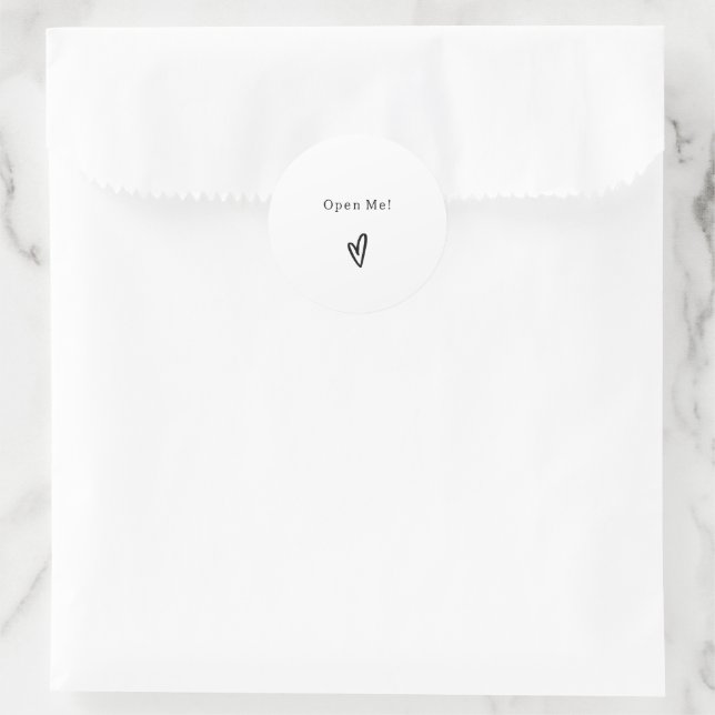 Black And White Text Open Me Quote Sticker (Bag)