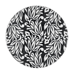 Black and white textile. cutting board