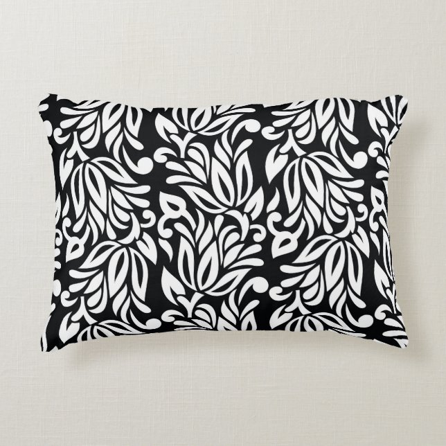Black and white textile. decorative cushion (Front)