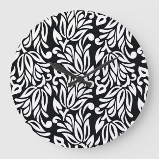 Black and white textile. large clock