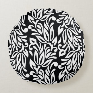Black and white textile. round cushion