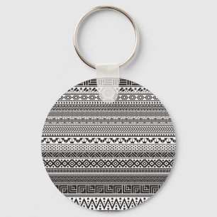 Black and white texture pattern key ring