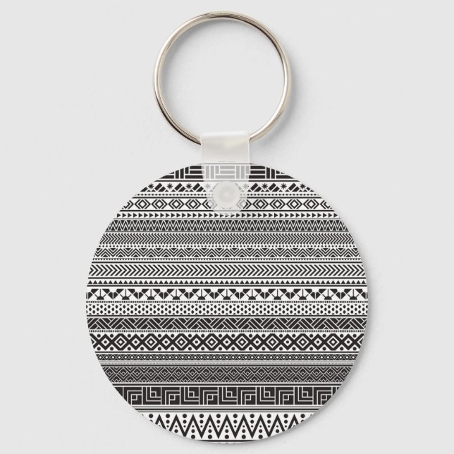 Black and white texture pattern key ring (Front)