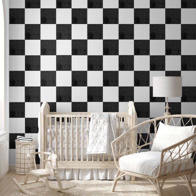 Black And White Texture Retro Checkered  Wallpaper (Kids)