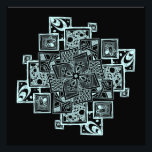 Black and white textured line tangle design photo print<br><div class="desc">Black and white textured line tangle design is an original linear design based on line doodle or line tangle art styles.  Symmetrical frames filled with miniature pieces of art in quadratic symmetry.</div>