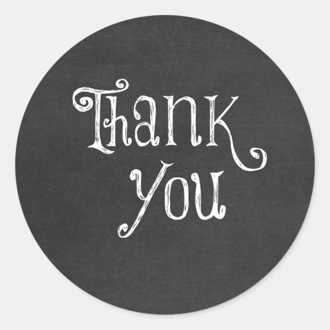 Black and White Thank You Classic Round Sticker (Front)