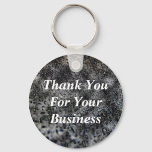Black and White Thank You Customer Appreciation Key Ring