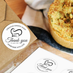 Black And White Thank You For Your Order Bakery Classic Round Sticker