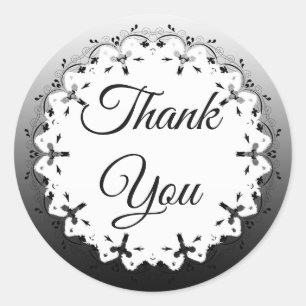 Black and White Thank You Stickers