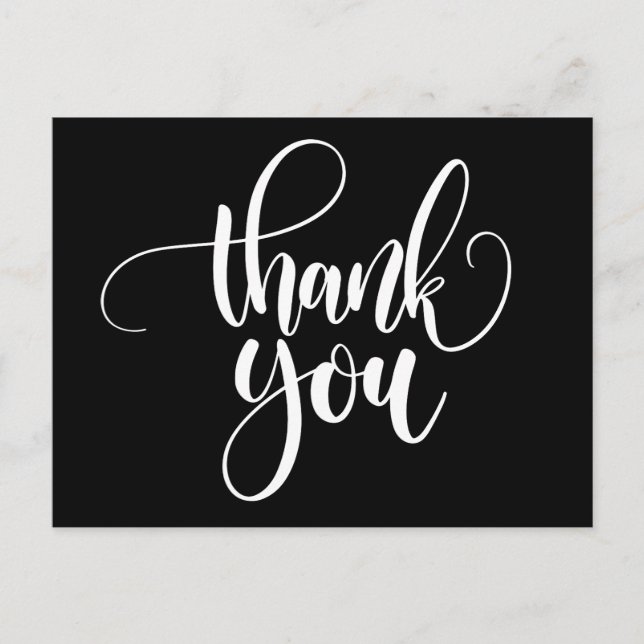 Black And White Thank You - Wedding Party Postcard (Front)