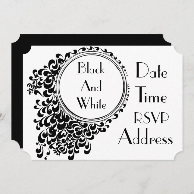 Black and White theme party Invitation (Front/Back)