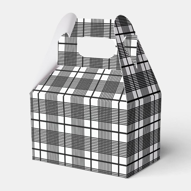 Black and White Thin Glen Plaid Pattern  Favour Box (Front Side)