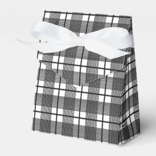 Black and White Thin Glen Plaid Pattern Favour Box